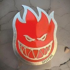 Vtg SPITFIRE WHEELS Belt Buckle 3D Bighead Skateboard RIDE FIRE Boarding RARE VG