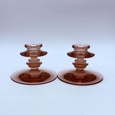 Vintage Set of 2 Fostoria No. 2362 Candlesticks in Orchid/Lavander