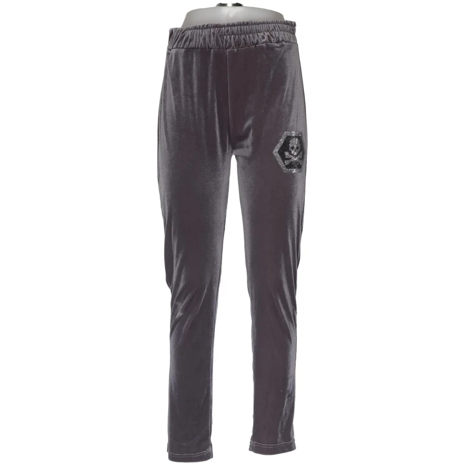 Pantalon de jogging, taille : XL, gris, polyester, unicolore, velours, femmes... - Photo 1/4