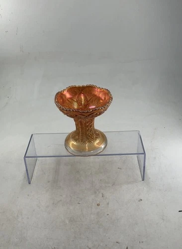 Vintage Imperial Glass Orange Carnival Glass Decorative Footed Candy Dish