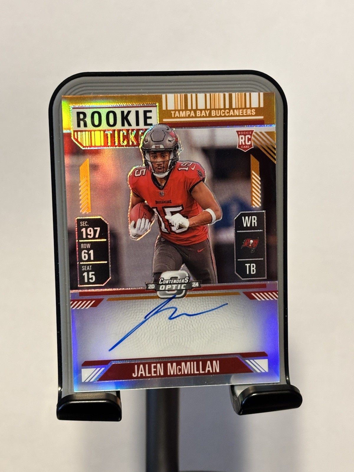 Jalen McMillan 2024 Contenders Optic #131 Orange Prizm Rookie Auto RC /50