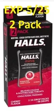 HALLS Minis Cherry Flavor Sugar Free Cough Drops (2-2 Pk) SEE PIC 4 DATE