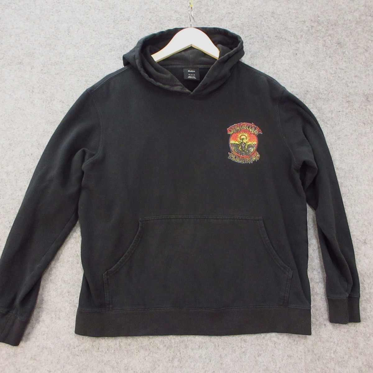 RVCA x Christian Fletcher Hoodie Mens M Black Graphic Pullover