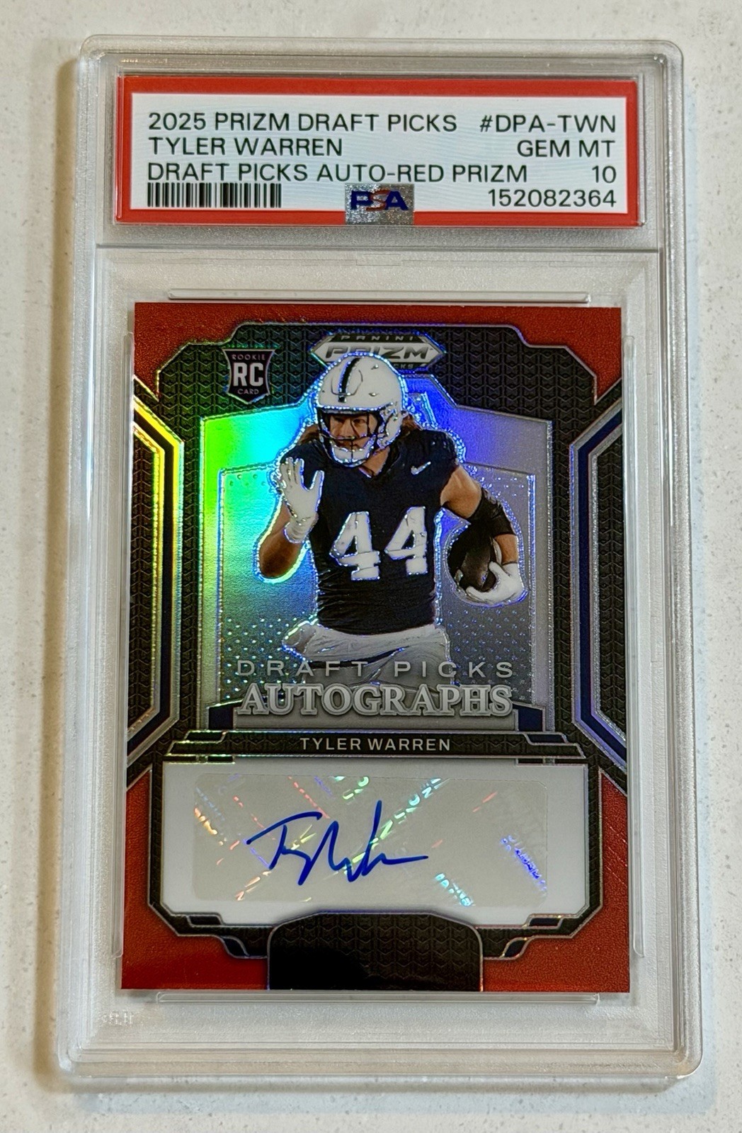 Tyler Warren Panini Prizm Draft Picks Draft Picks Autographs #DPATWN Red