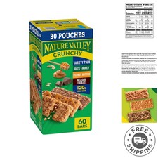 Crunchy Gluten-Free Granola Bars Variety Pack, 60 Bars - Perfect For Snacking