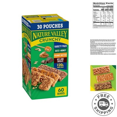 Crunchy Gluten-Free Granola Bars Variety Pack, 60 Bars - Perfect For Snacking
