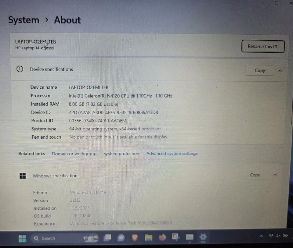 ВСЕ ЕЩЕ едва б/у ноутбук HP 14 дюймов, 8 ГБ RAM, 64 ГБ eMMC Drive Windows 11 Home - Изображение 3 из 4