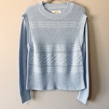 LOFT NWT Light Blue Cable Knit Long Sleeve Sweater Size Medium Winter Workwear
