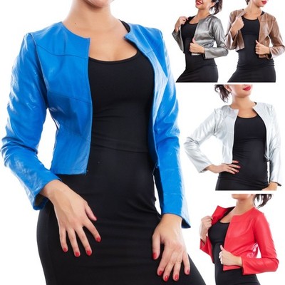 Women's Short Eco-Leather Bolero Jacket Without Closure TOOCOOL VI-2601