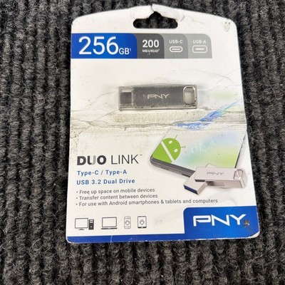 PNY 256GB Duo Link USB 3.2 Type-C Dual Flash Drive for Android Devices and Co...