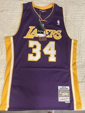 Mitchell & Ness Mens Purple Yellow O' Neal 34 Los Angeles Lakers NBA Jersey Sz M