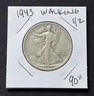 1943 UNITED STATES WALKING LIBERTY SILVER HALF DOLLAR COIN CIRCULATED 90% SILVER