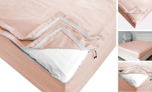 Zipper Fitted Sheet - Includes 1 Fitted Sheet Base & 2 Zip-On Sheets - Upto