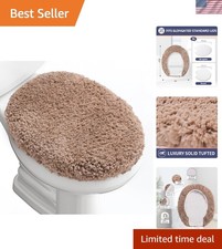 Luxury Soft Microfiber Toilet Lid Cover 17.5" x 15" Machine Washable - Champagne