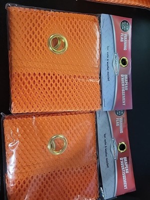 2 x Mesh ORANGE Warning Flags -18'' x 18''- Tear/Water/Weather Resistant ~ #1818G0