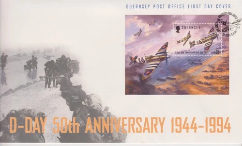 Unaddressed Guernsey FDC Cover 1994 D-Day 50th Anniversary Sheet