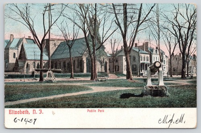 #ad Elizabeth NJ New Jersey Public Park 1907 UDB Postcard w #328 Stamp John Smith 1c $9.95