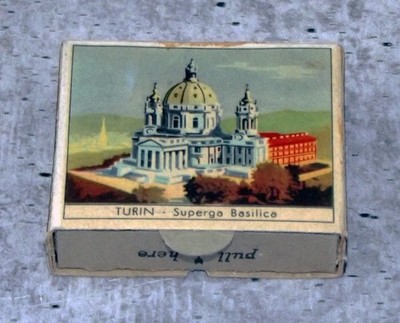 Vintage Italian Match Box Safety Wax Matches Turin, Val D'Aosta Unstruck EB14
