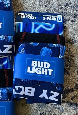 Brand NEW - Crazy Boxer Bud Light 3 Pack Men s Boxer Briefs Size Medium