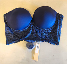 Cosabella Jhansi Bustier Padded Underwire Lace 34C Nwt Navy BLUE Straps Romantic