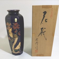 Japanese Flower Vase Kinkei Ruri Octagonal Bunho Asian Tea Ceremony Ikebana Tool
