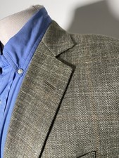 Brooks Brothers 38R SILK LINEN WOOL olive Orange Herringbone Tweed Blazer CANVAS
