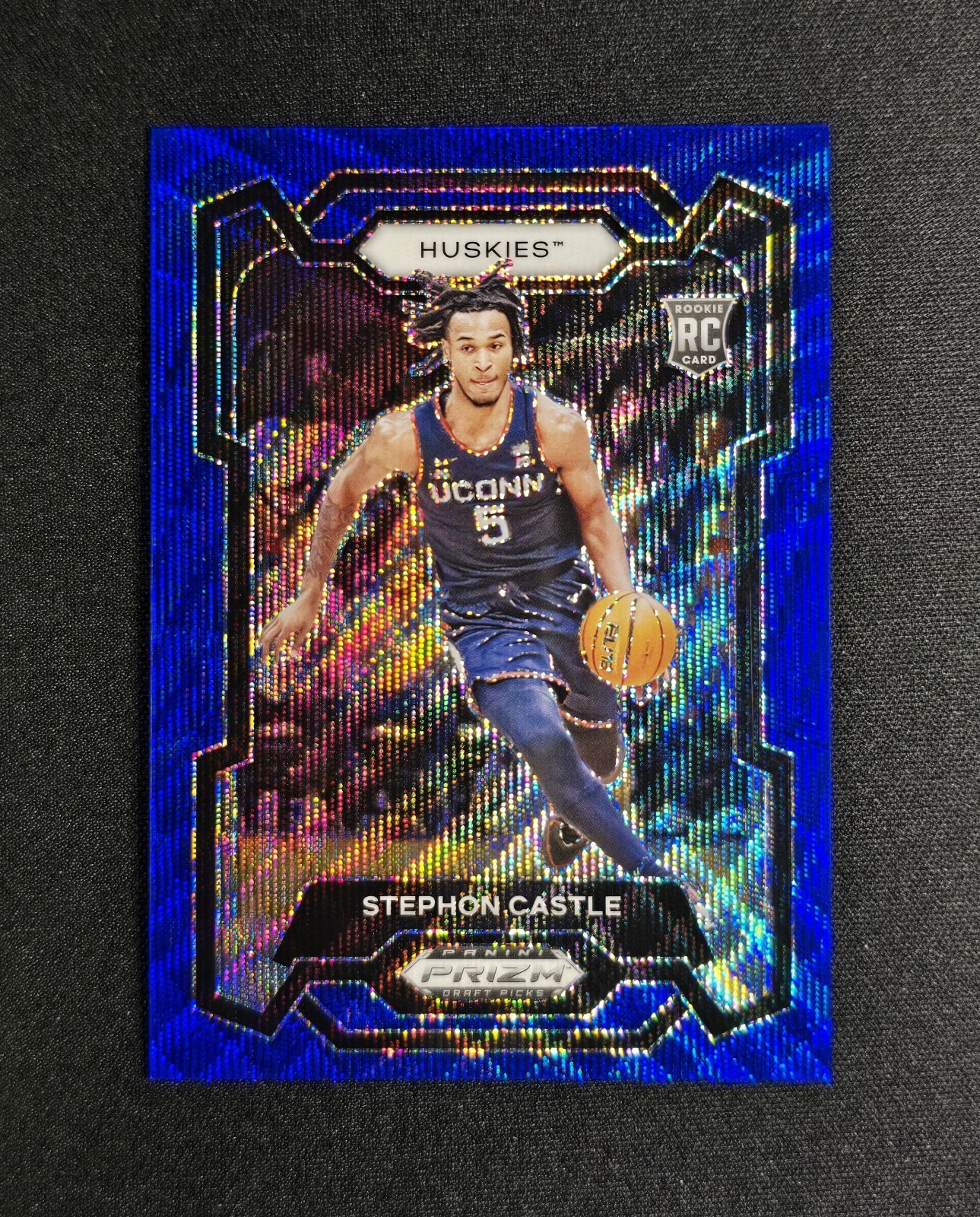 Stephon Castle 2024-25 Panini Prizm Draft Picks Rookie Blue Wave /249 #17 UConn