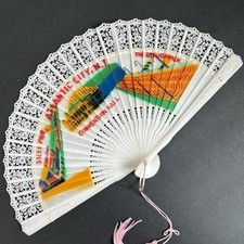 Vintage 50  s Souvenir Celluloid Hand Fan Atlantic City NJ Boardwalk Steel Pier