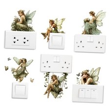 6 Types Butterfly Fairy Light Switch Stickers, Green Fairy Wall Sticker
