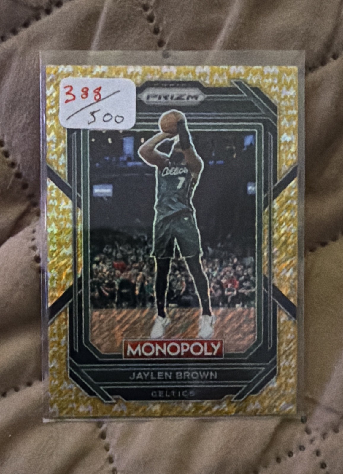 2022-23 Panini Prizm Monopoly - Jaylen Brown #5 Gold Money Shimmer Prizm /500