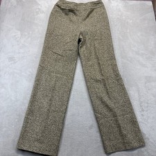 Carlisle Pants Women's 6 Wool Blend Straight Olive Green Textured Tweed Side Zip