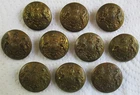 Set 10x UK Army:"GENERAL SERVICE GREATCOAT BUTTONS" (Large, 24mm, WW1-WW2 Era)