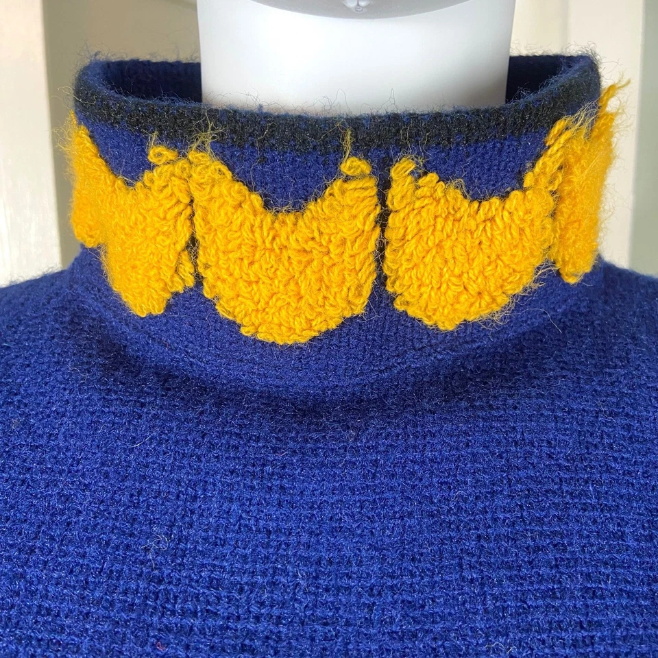 Vintage 60s 70s Mod Geometric Tunic Micro Mini Sweater Shift XS/S Wide Sleeve - Image 4 of 4