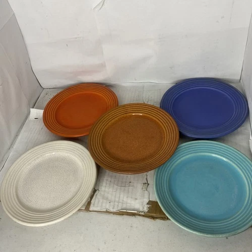 Lot Of 5 Vintage Bauer Plates 6 1/4 Inch Ring Ware Pottery Los Angeles Butter