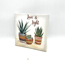 Love & Light Succulent Canvas Wall Art Boho Southwest Mini Desert Cactus Decor