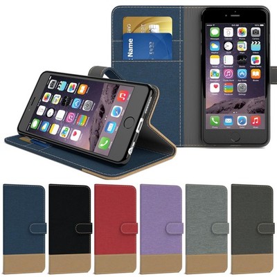 Handytasche für Apple iPhone 6 Plus 6S Plus Bookstyle Jeans Schutzhülle Case