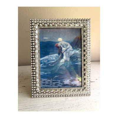 Arte de Casa White Rhinestone Photo Frame 5X7 Picture Sparkle Wedding Silver