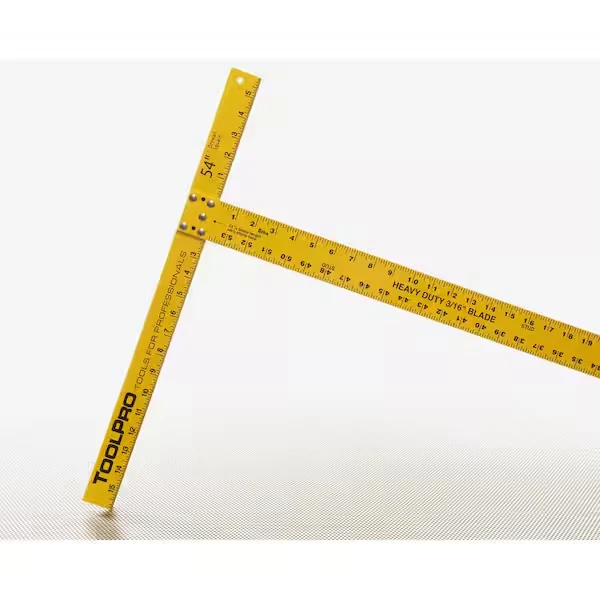 ToolPro гипсокартон T-Square 54 дюйма Желтый термообработанный алюминий сверхпрочный (2 шт.) - Изображение 4 из 4