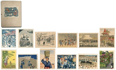 1946 Folk Customs of Japan Woodblock Print Set Saito Kiyoshi Sekino Junichiro