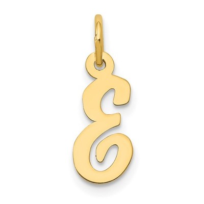 Echt 14K Gelbgold kleine Schrift Buchstabe E Initiale Charm; Damen & Herren