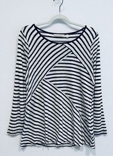 Soft Surroundings Top Womens Medium Black White Striped Calma Topic Linen Boho Soft Surroundings Top Womens Medium Black White Striped Calma Topic Linen Boho