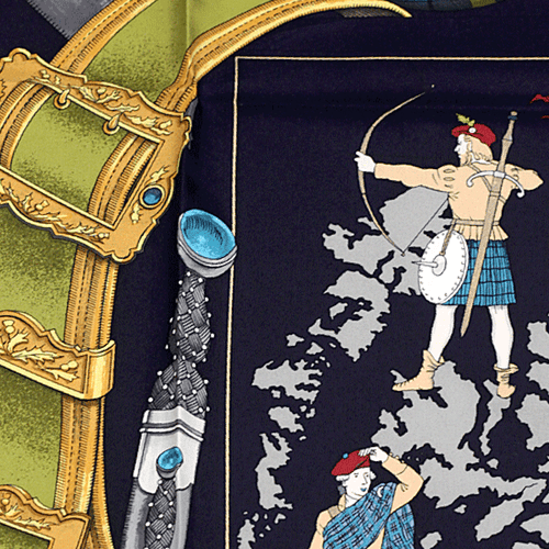 RARE Hermes Scarf SCOTLAND Carre Foulard 90cm Silk PHILIPPE LEDOUX - Picture 6 of 6