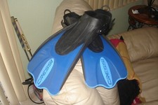 Used Cressi Rondine Palau Open Heel Fins - Blue-Large/ XLarge