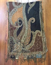 Super Soft Tan Brown Paisley Floral Woven Pashmina Scarf Wrap Shaw W/ Fringe