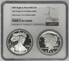 2023 ASE Proof Eagle & Peace Silver $1 Dollar NGC Set PR 70 Ultra Cameo
