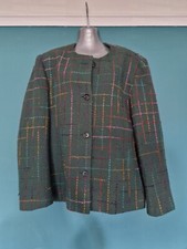Preston & York Green Wool Blend Check Boxy Button Up Jacket Size 16