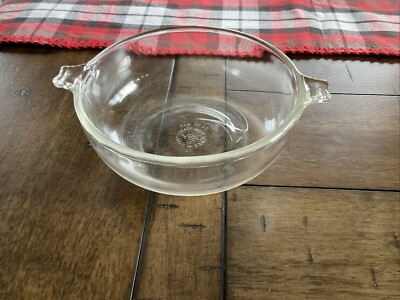 Vintage PYREX 019 20oz Round Small Clear Glass Bowl D Tab Handles AS PICTURED