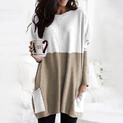 Pullover Langarm Pullover Jersey Oberteile Kleid Damen Bluse Winter Übergröße - Bild 8 von 13