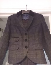 Jack Wills Women's Austerberry Tweed Blazer Jacket Black/khaki Uk Size 10