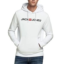 Pull Sweatshirt Capuche Blanc XL Homme Manche Longue Coton Polyester Confortable